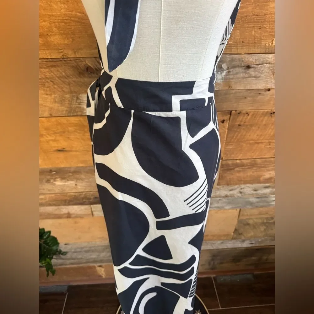 Zara The Nicole Abstract Geometric Print Halter Wrap Midi Dress Size Small NWOT